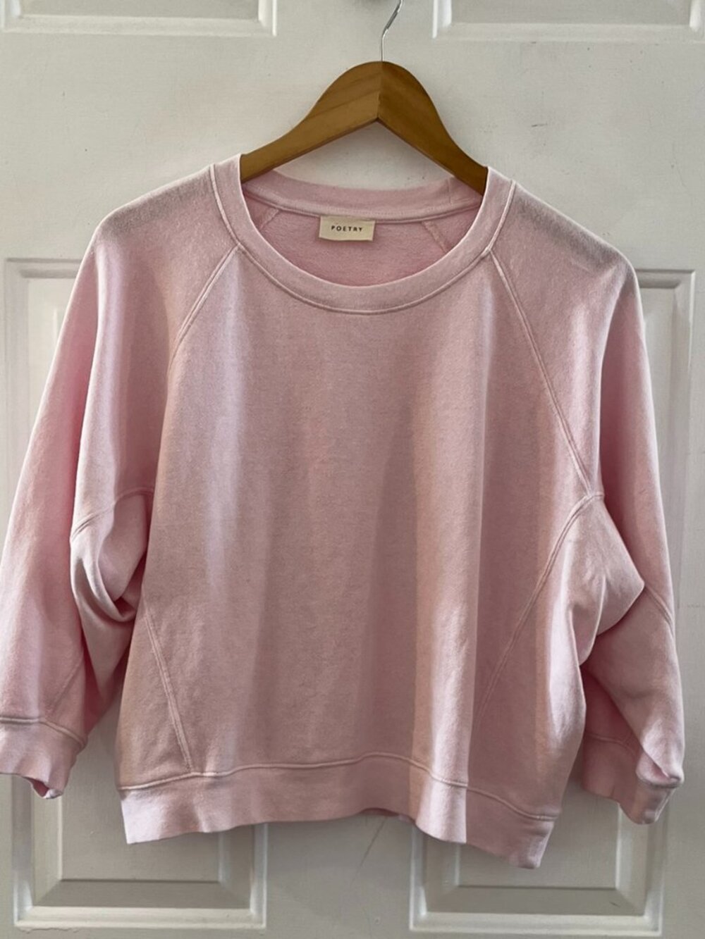 Poetry Woman's Pink Minimalist Dolman Sleeves Sweatshirt Sz 6